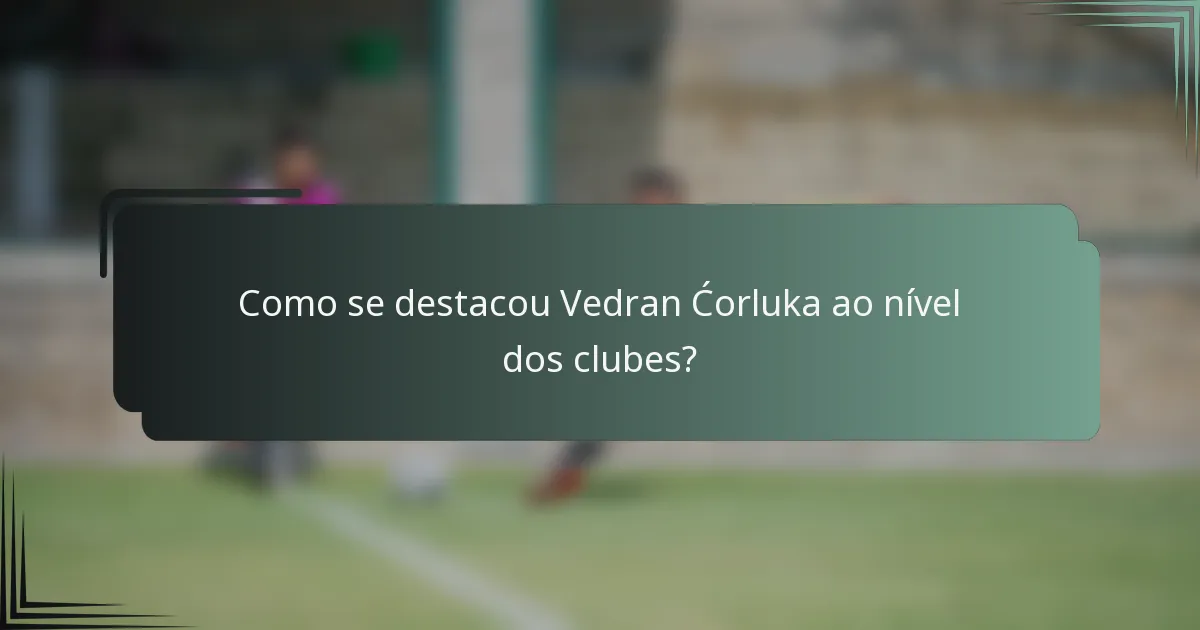 Como se destacou Vedran Ćorluka ao nível dos clubes?