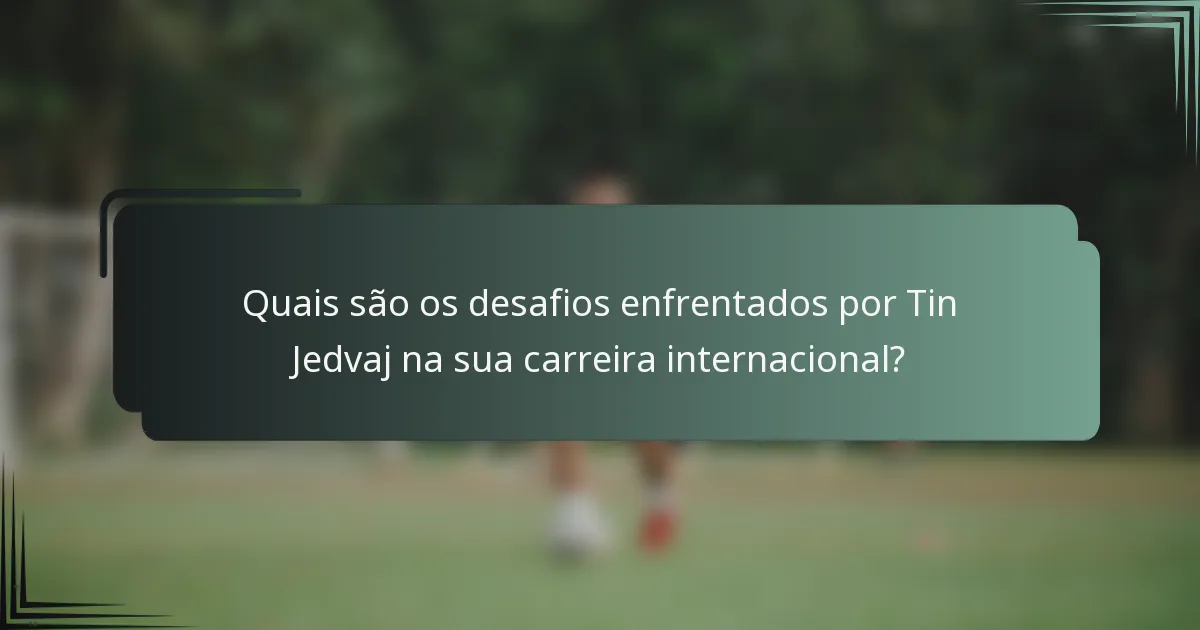 Quais são os desafios enfrentados por Tin Jedvaj na sua carreira internacional?