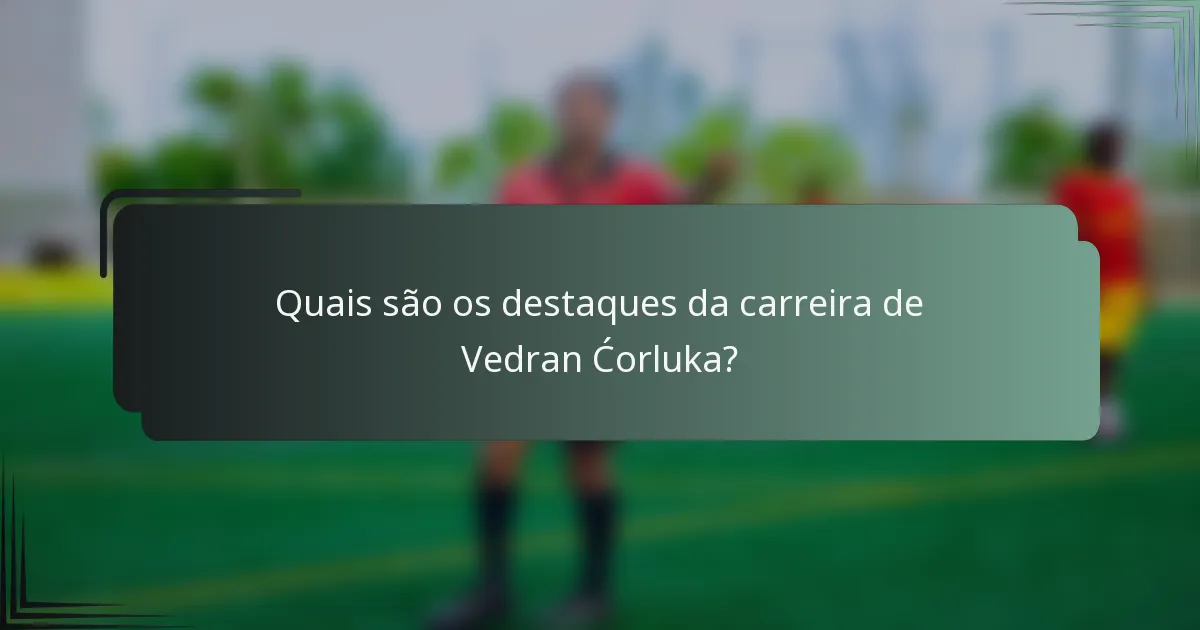 Quais são os destaques da carreira de Vedran Ćorluka?